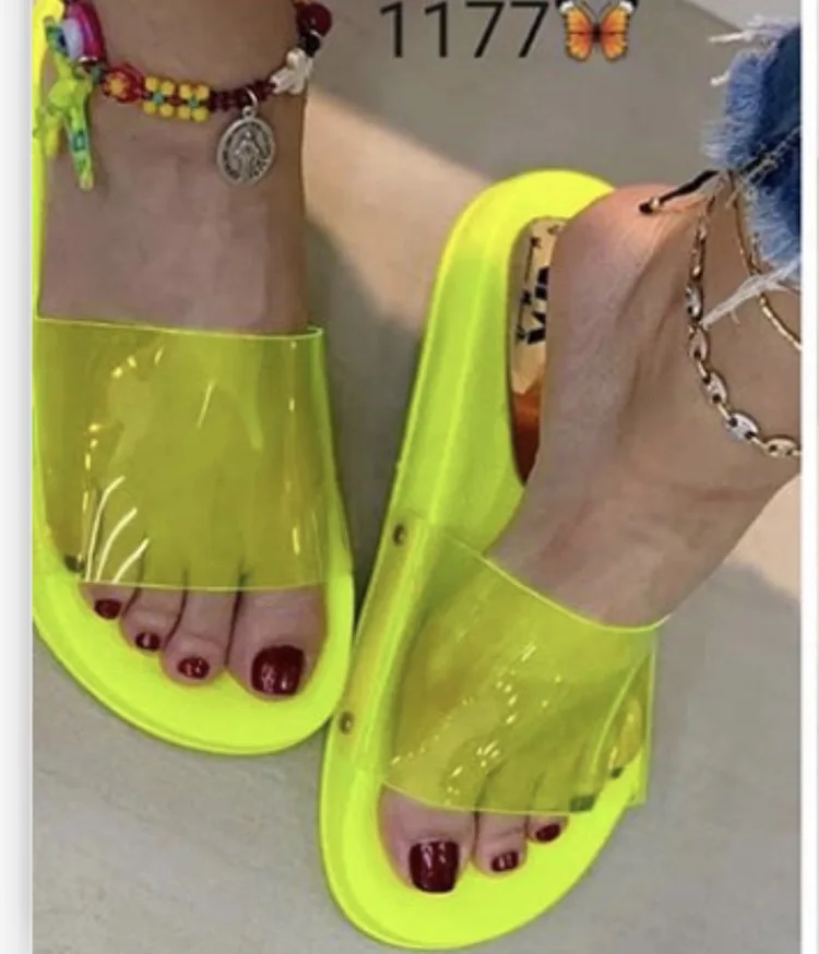 2024 Slipper Shoes Women Summer Slippers 2024 Neon PVC Beach Slides Casual Shoes Female Platform Slippers For Women 42 Size