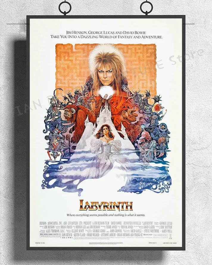 NJ844 Labyrinth (1986) Movie Wall Sticker Silk Poster Art Home Decoration