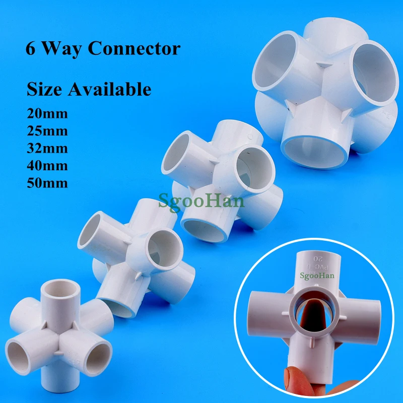 

2~50pcs ID 20~50mm Aquarium Fish Tank 6 Way PVC Pipe Connectors Hydroponic Planting Frame Fittings Irrigation DIY Shelf Joints