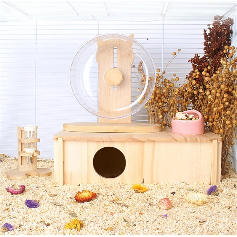 Water Bottle with Anti-Tipple Wood Holder 80ml Small Rodent Pet Auto Water Dispenser for Gerbil Bunny Cage