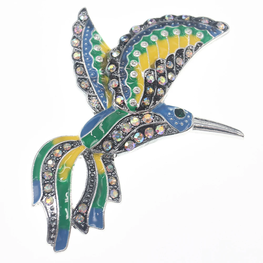 Free Shipping Hummingbird Trochilus Mango Brooches For Women Rhinestone Enamel Animal Brooch