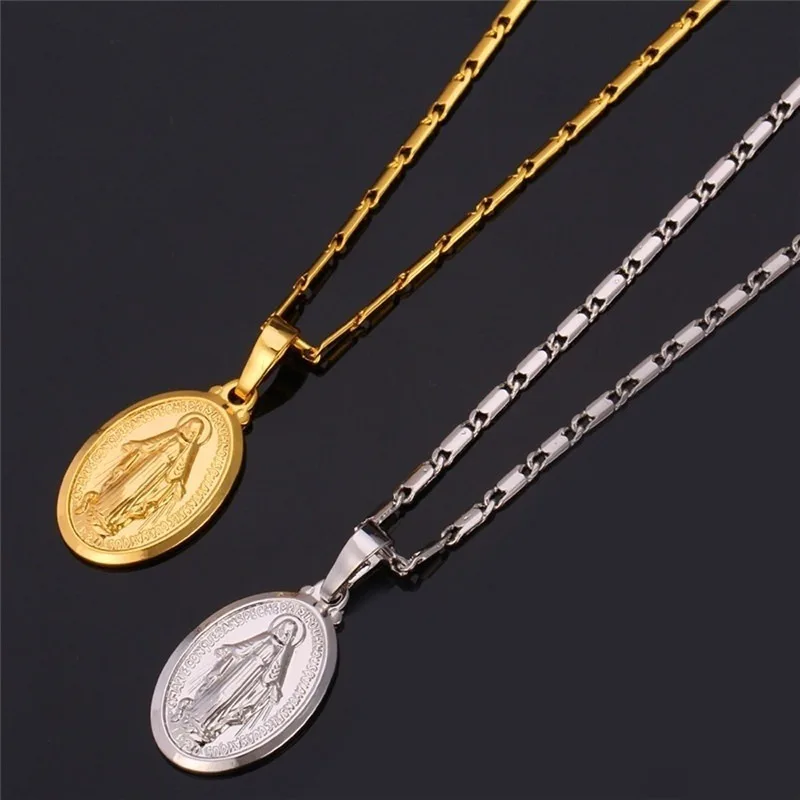 Classic Religious Style Catholic Virgin Mary Pendant Necklace