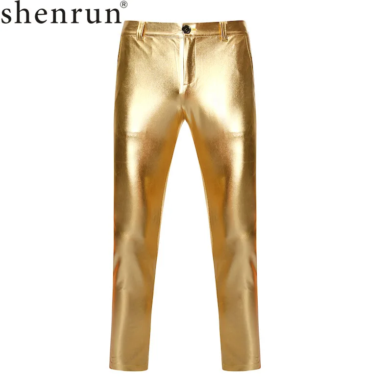 

Shenrun Men Fashion Pants Gold Silver Black Gold Stamp Trousers Party Prom Dress Singer Host Drummer Night Club Stage Costumes