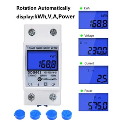 5(80)A 230V DIN RAIL 50Hz Digital Energy Meter KWH DIN RAIL METER  LCD Display DDS662 DIGITAL Single Phase kWh Counter Reset