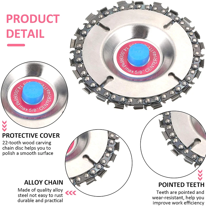 木工グラインダー用の2チェーン付きウッドチェーンカッター,4 \