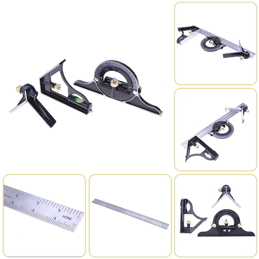 LAMEZIA 3 In 1 300mm Adjustable Measuring Ruler Multi Combination Square Angle Finder Protractor Tools