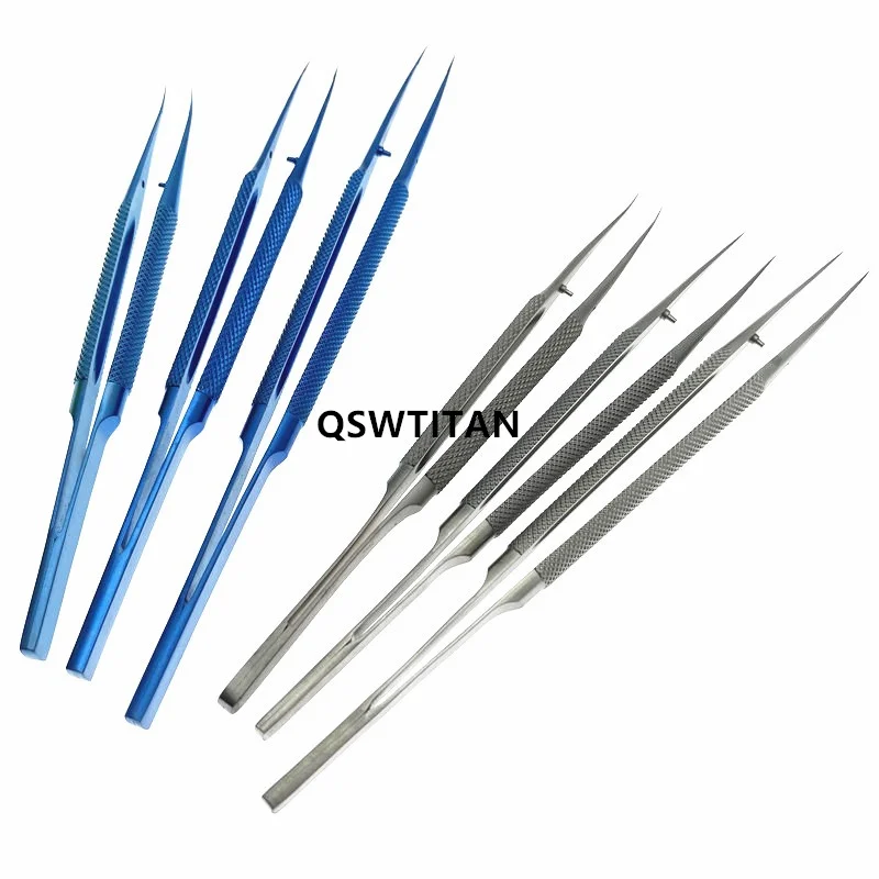 14CM Titanium /Stainless Steel Ophthalmic Tweezers Micro Forceps Round Handle Ophthalmic Dental Instruments 1pcs