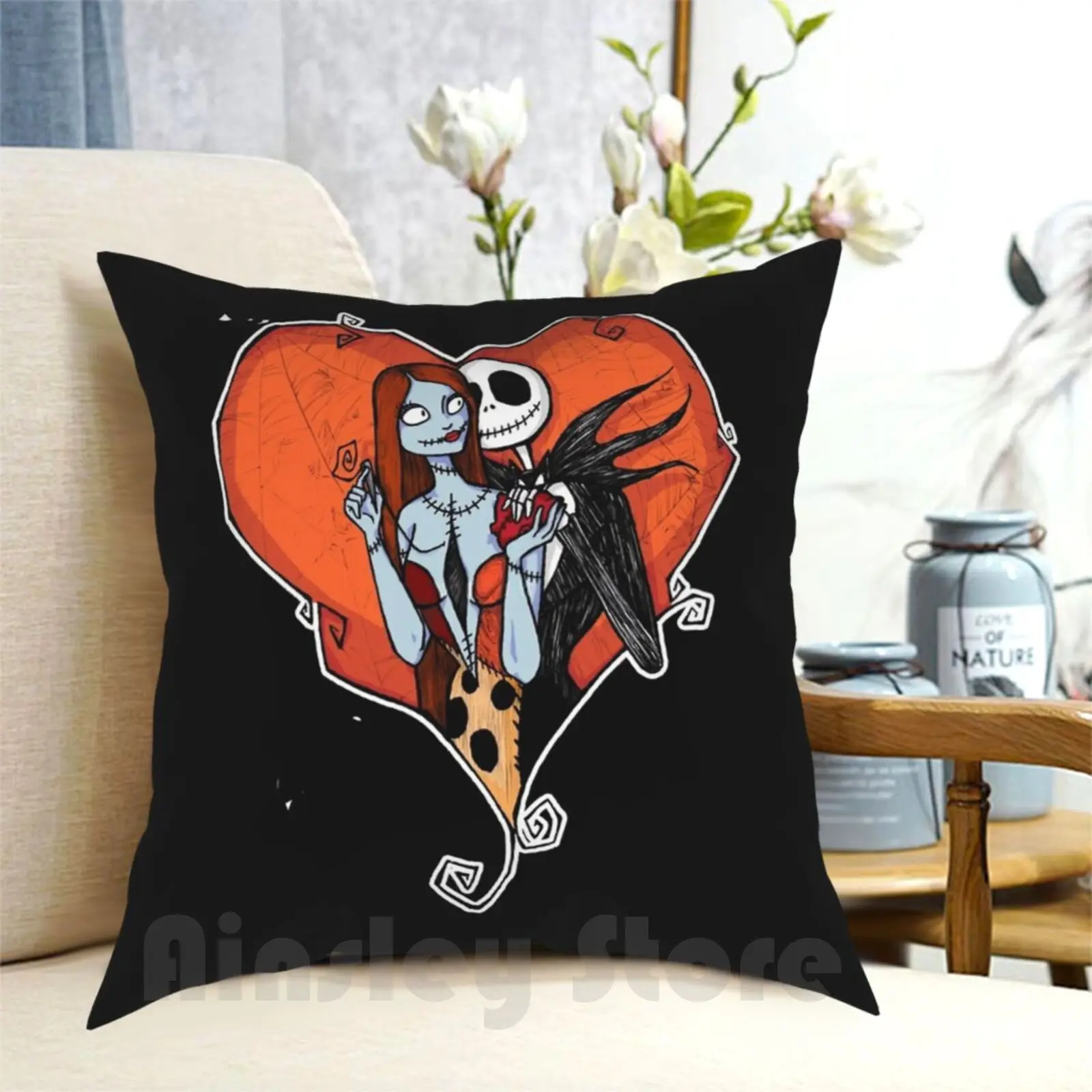 Nightmare Before Christmas 2 Pillow Case Printed Home Soft DIY Pillow cover Neighbor Before Christmas Halloween Pumpkin