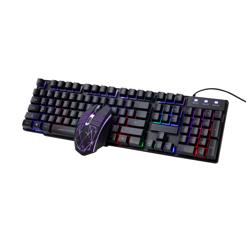 Mechanical Feel Gaming Keyboard and Mouse with 19 Anti-ghosting Keys Keyboard and Mouse Gamer for PC Notebooks Laptops Gamer