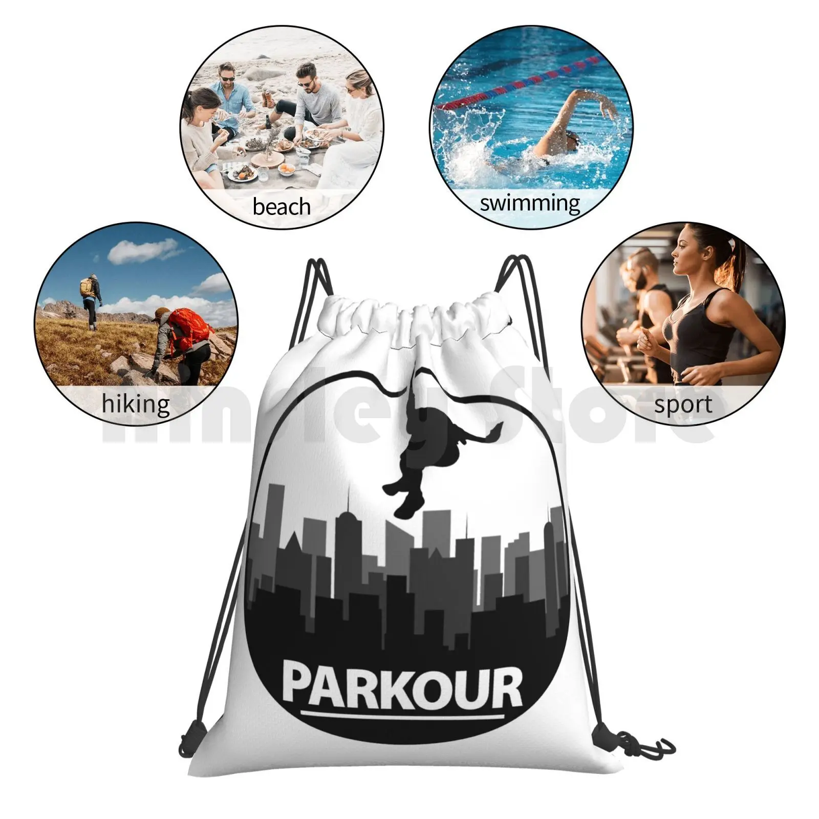 Parkour. Backpack Drawstring Bags Gym Bag Waterproof Parkour Sports Hobby Idea Leisure Free Running Backflip image 6