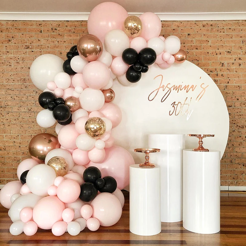 

98pcs Pink White Wedding Balloons Arch Garland Kit Chrome Rose Gold Wedding Birthday Party Decor Baby Shower Supplies