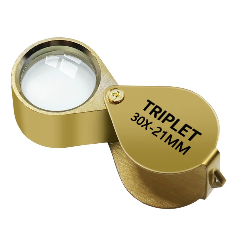 Imagem -02 - Portátil Mini Lupa Dobrável Lupa Jewllery Lupa Tamanho do Bolso Adorável Jujlery Lupa de Vidro Metal Dourado 30x