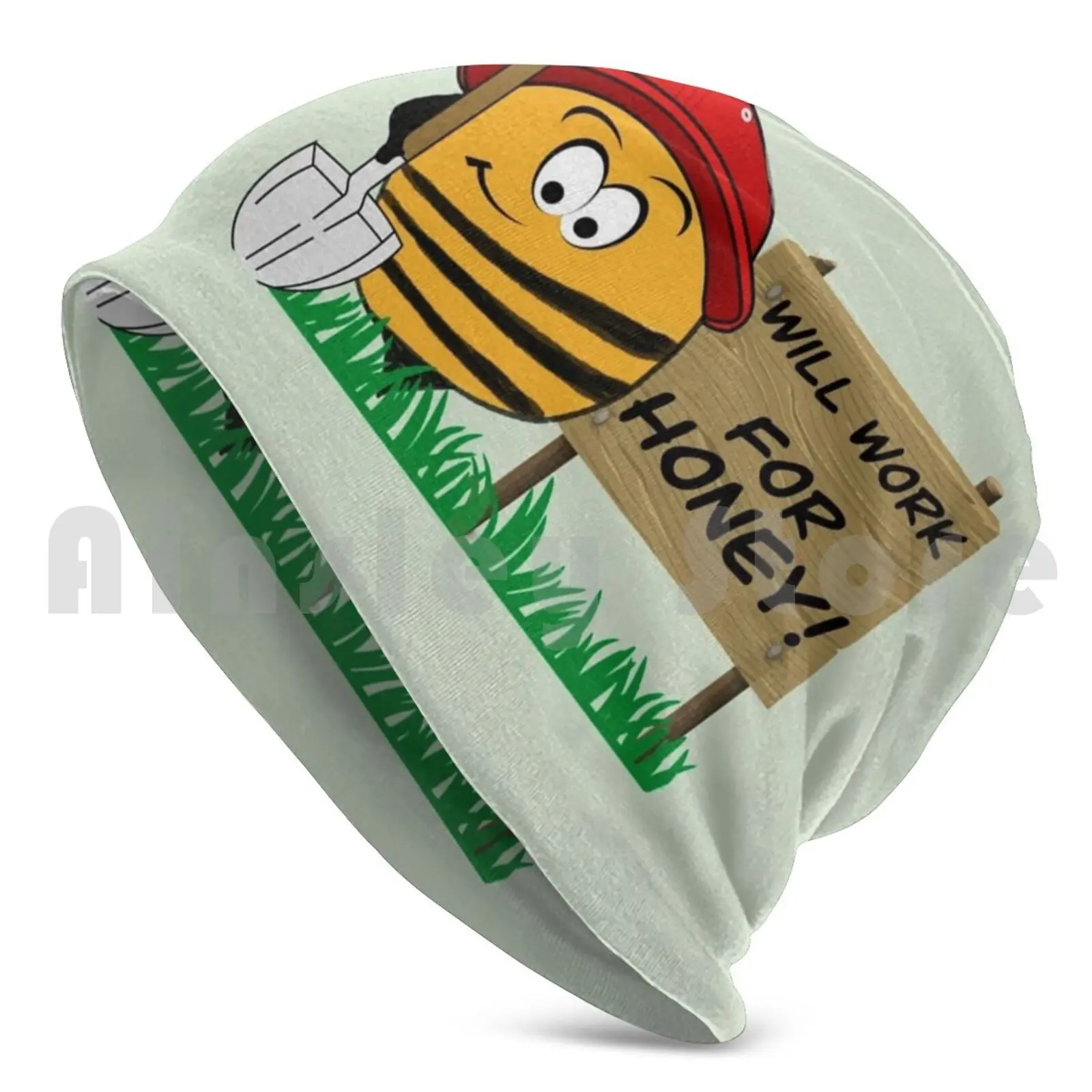 Honey Bee-Will Work For Honey Beanies Knit Hat Hip Hop Honey Bee Bees Honey Bee Apiary Beekeeper