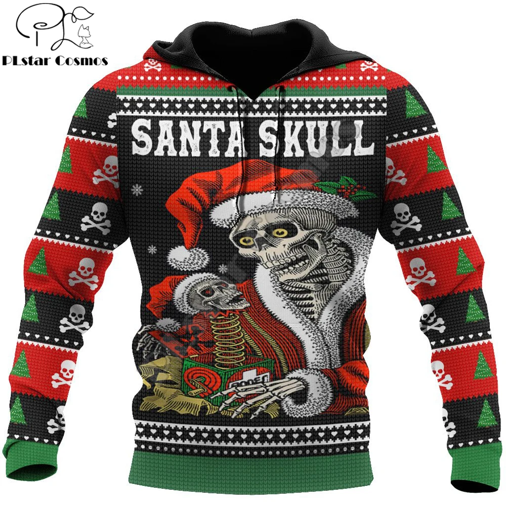 

Santa skull 3D All Over Printed Mens Hoodie Skulls Christmas Hooded Sweatshirt Autumn Streetwear Unisex Casual hoodies KJ713