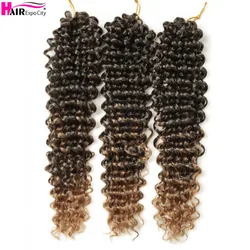 16 Polegada torção profunda do cabelo de crochê com extremidades encaracoladas tranças sintéticas naturais cabelo de crochê trança extensões de cabelo expo cidade