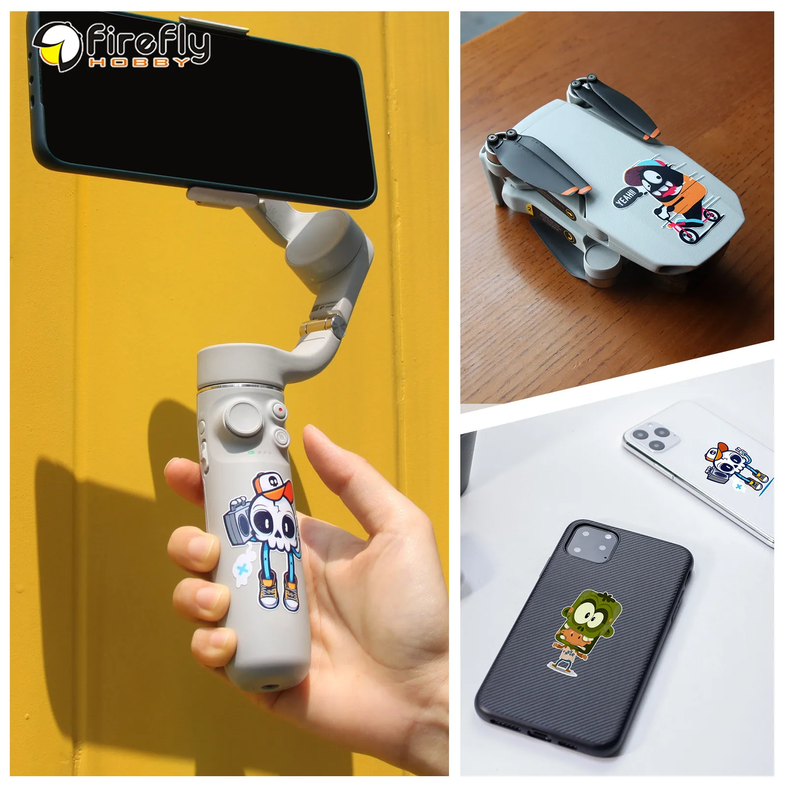 Sunnylife TZ76 Stickers Cool Trendy PVC Decals for OM 5/ Mavic Mini/ Mavic 2/ Laptop/ Tablet/ Water Bottle/ Smartphone/ Luggage