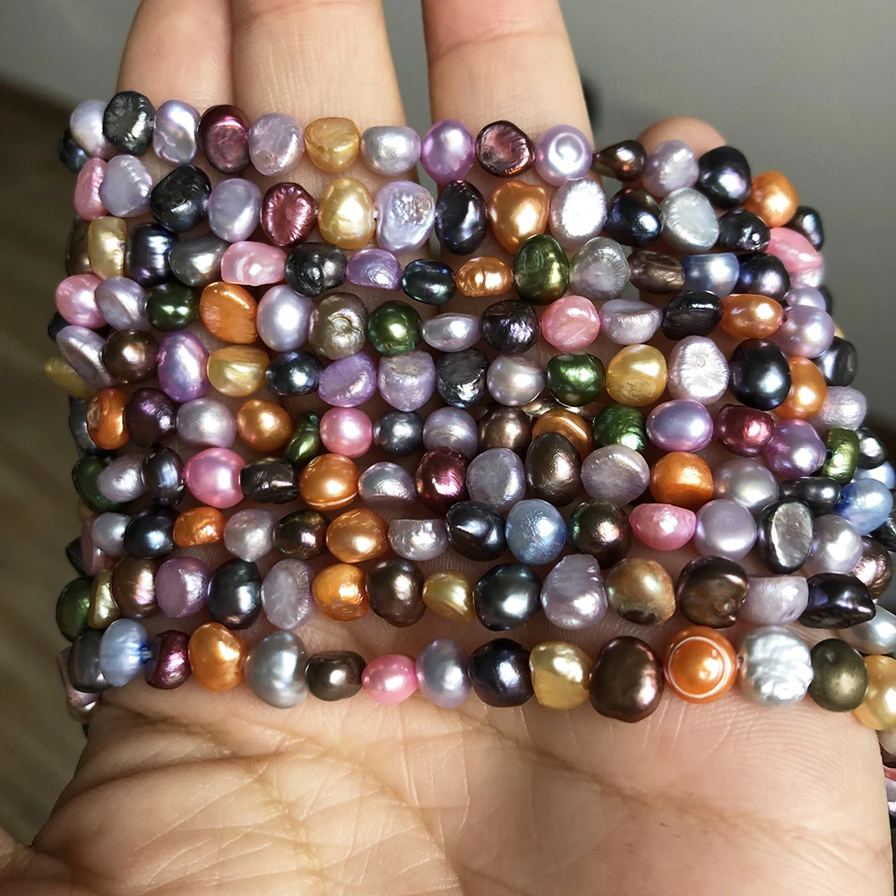 5-6mm Multicolor Freshwater Pearls Baroque Irregular Pearl Beads For DIY Women Handmade Bracelet Charms Accessories 15\'\'Strands