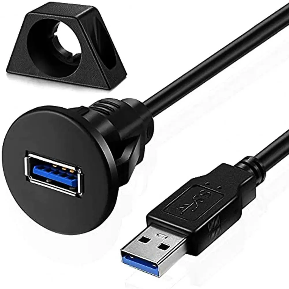 Extension Cable Reliable Charging Cable Long-lasting Compact Cable USB 3.0 Male to Female Flush Panel Mount Charging Cable