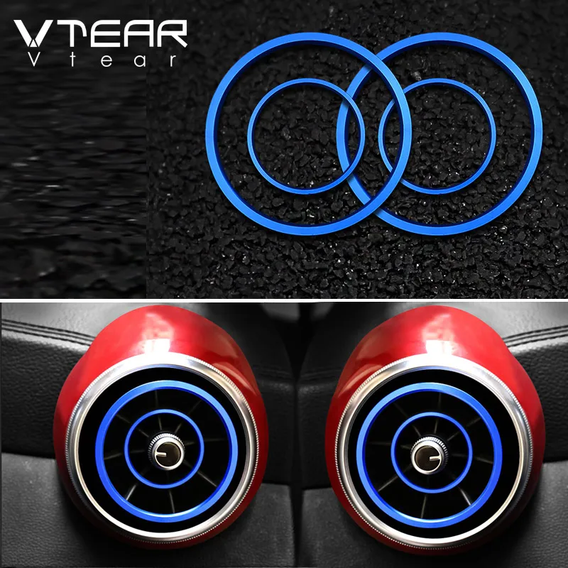 Vtear For MG ZS air outlet cover car-styling interior parts circle mouldings chrome AC frame trim decoration accessories auto