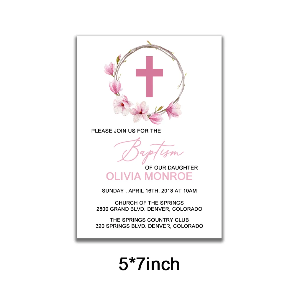 

Blush Floral Baptism Invitation for Girl, Christening Invite, Baby Girl