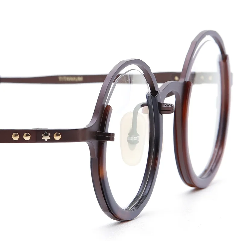 Pure IP Titanium Retro Optical Eyeglasses Hand Made Men Myopia Prescription Glasses Frame Personality Women Round Japan Eyewear