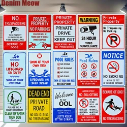 Pool Rules Signs No Diving No Running No Food No Glass Metal Tin Signs Warning Sign Easy Mounting Indoor Or Outdoor Use ZSS9
