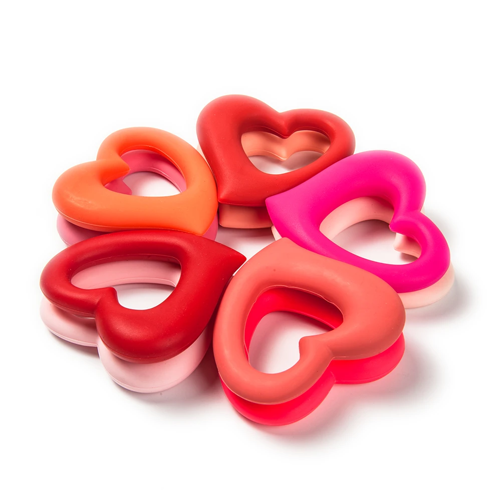 Cute-Idea 1pc silicone crooked heart shaped teether Pendant necklace braceket handmade hanging toy baby gift Teething pacifier