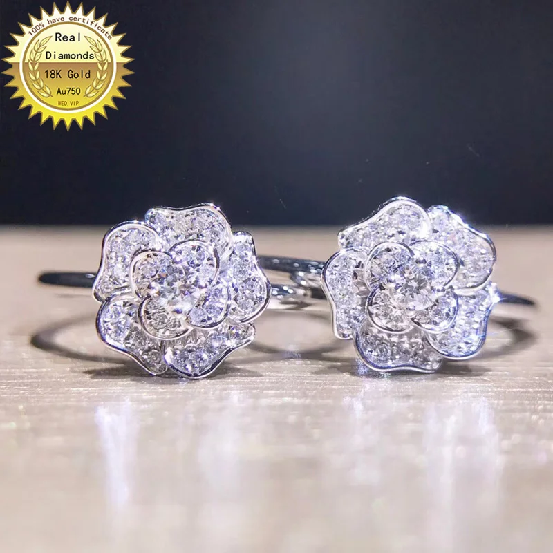 

18k white gold Natural Real 0.2ct diamond ring Jewellery Engagement ring &Wedding ring H-M26