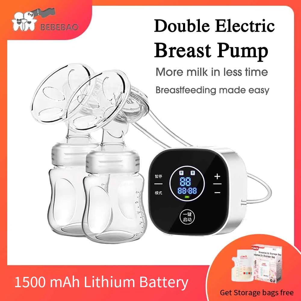 Bebebao Electric Double Breast Pumps Breastfeeding Painless Portable Strong Suction Electric Breast Pump with Lithium Battery