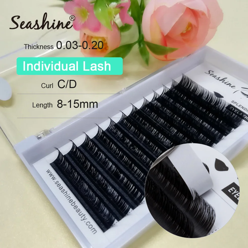 

Seashine Classic 0.03mm Single L Curl Individual Eyelashes Natural Silk Mink Matte Extension Volume False Lashes Faux Cils