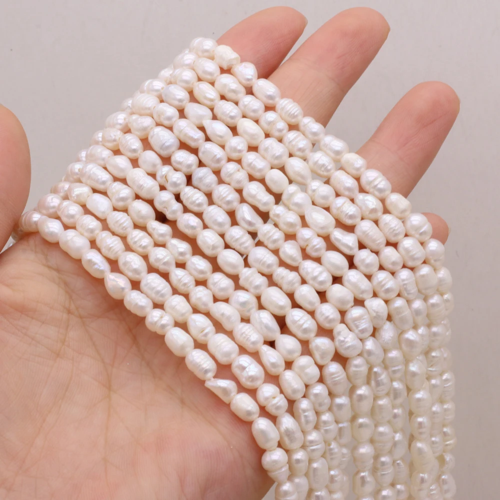 Natural Freshwater Quality Pearl Rice Beads White Round Loose Pearls For DIY Charm Bracelet Necklace Jewelry Accessories Making