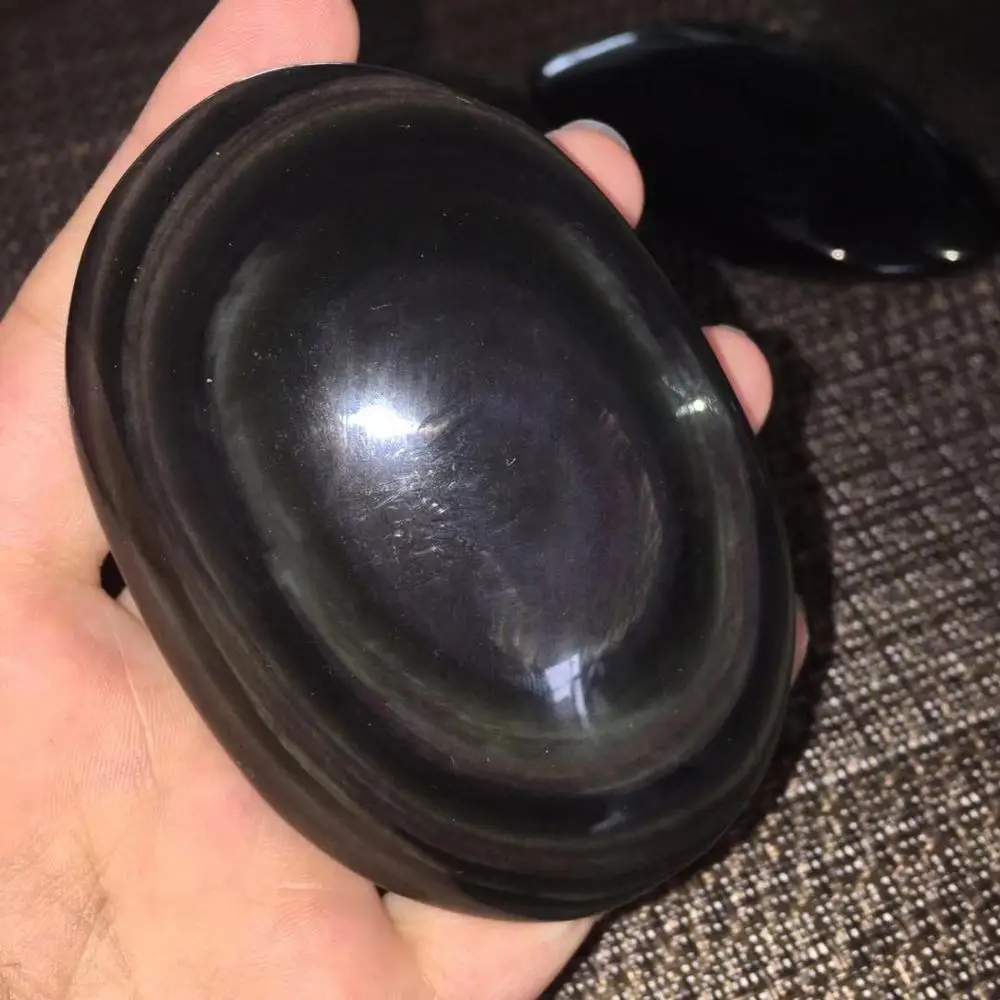 Rainbow eye obsidian palm stone natural crystals gemstones minerale spiritual meditation healing home decor modern