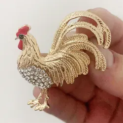 Cute Colour Rooster Brooches Pin For Women Enamel Animal Brooch Broches Crystal Cock Jewelry Pins Gift