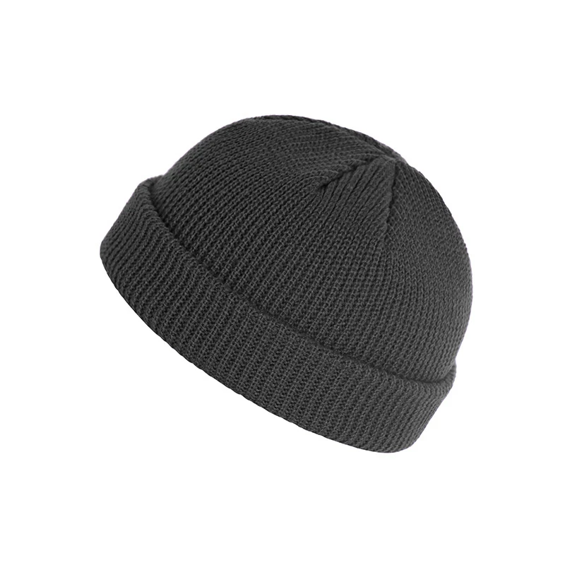 Unisex Winter Warm Men\'s knitted Skullcap Casual Cuff Brimless Hip Hop Hat Short Melon Ribbed Ski Fisherman Docker Beanie Hats