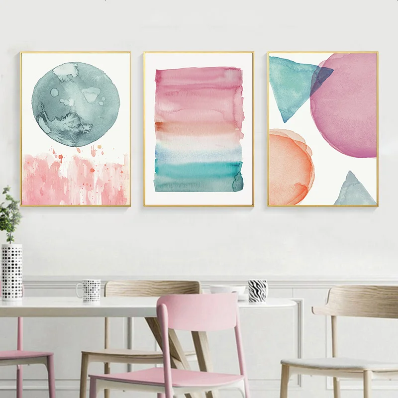 Modern Style Watercolor Abstract Shape Poster Print Decorative Canvas Painting Contemporary Wall Art Home Decoration Picture