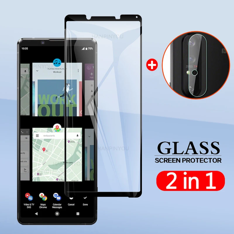 2 In 1 Back Camera Lens Film & Screen Protector Protective Tempered Glass For Sony Xperia 1 II / Xperia 10 II