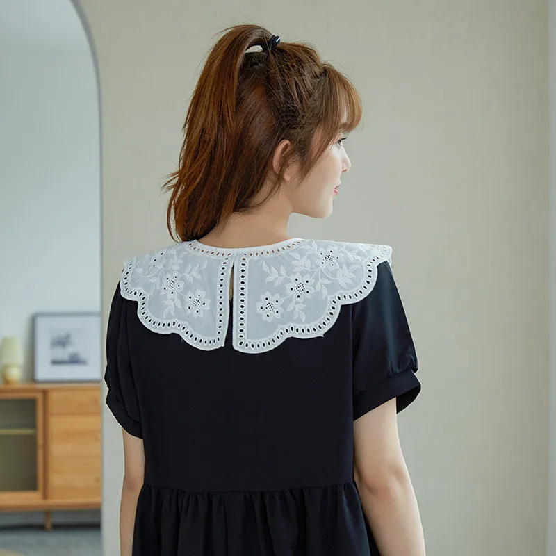 Multifunctional Sunscreen Detachable Doll Fake Collar Shawl Lapel Mesh Embroidery Floral Lace False Collar Clothes Accessory