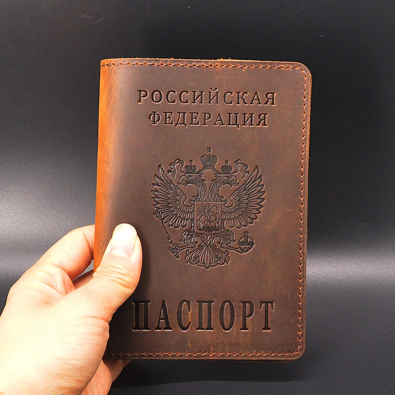 Couverture de Passeport Russe pour Homme, Étui de Voyage, Vintage, de Luxe, Fait à la Main