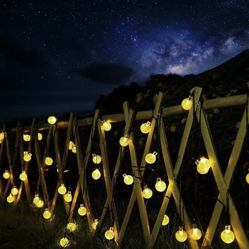 Solar String Lights Outdoor 60 Led Crystal Globe Lights with 8 Modes Waterproof Solar Powered Patio Light for Garden Party Decor