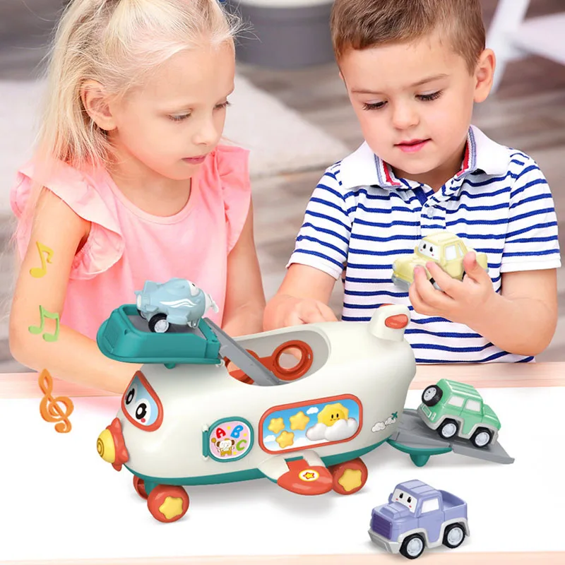 Electric Interactive Musical Airplane Toys Cartoon Baby Plane Model Toddlers Early Learning Educational Toys Kids Birthday Gifts