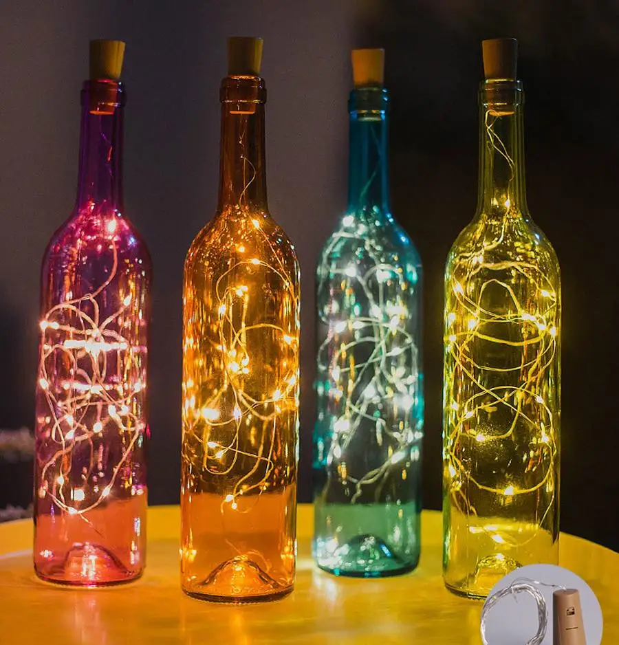 

Waterproof LED Copper Wire String Lights For Xmas Party Wedding Decor 1M 10 LED Lamp Cork Shaped Bottle Stopper Light Glass Wine