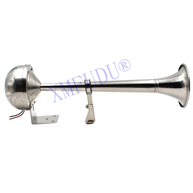 Marine Trumpet Horn Stainless Steel Low Tone Single Boat Horn 12V 16-1/8 inch