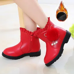 Kids Shoes 2020 Girlish Winter Snow Leather Boot Child Sneakers For Teenage Little Girl Middle Tube 3 4 5 6 7 8 9 11 12 13 Years