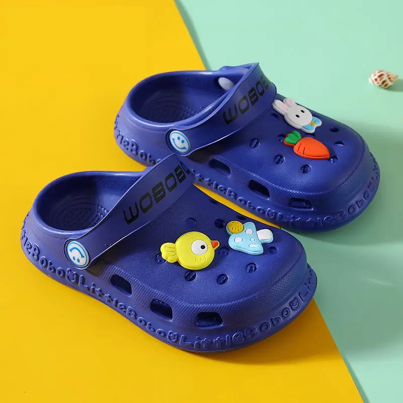 1-5y Kids Mules & Clogs Summer Boy Girl Sandals Flat With Cartoon Baby Beach Breathable Slippers Children Garden Shoes H15