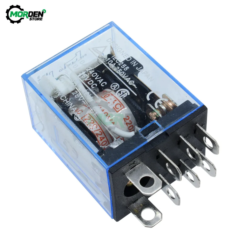 AC 220V DC 12V 24V 10A Coil Power Relay LY2NJ Relay Electronic Mini Electromagnetic Relay Module DPDT 8 Pin with Base