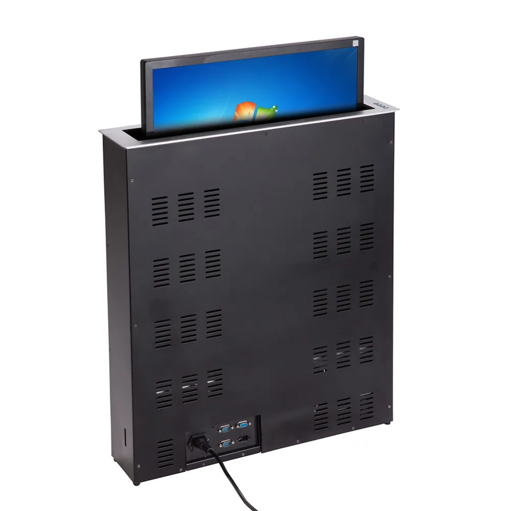Mesa de conferência escondida inteligente anti-pitada mão levantador automático embutido monitor lcd elevador mesa com controle remoto sem fio