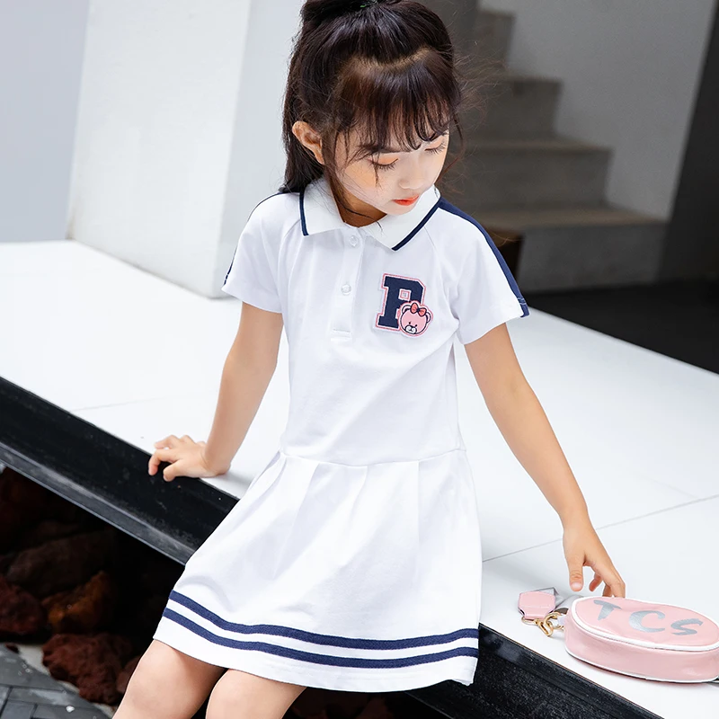 New Summer 2024 Girls Dresses Kids Short Sleeve Sports Dress Children Clothing Vestido Baby Girl Teenis Dresses 2 6 8 10 11 Year