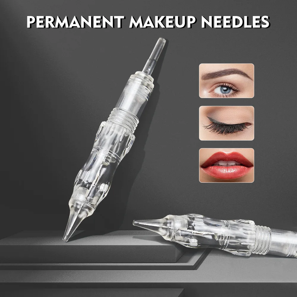 10pcs Permanent Makeup Cartridge Needle Disposable Semi-Permanent Eyebrow Lips Needles for Tattoo Machine Pen