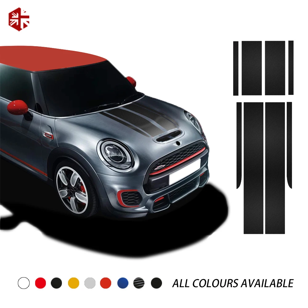 

Car Hood Tail Sticker Bonnet Stripes Engine Cover Trunk Decal For MINI JCW F56 John Cooper Works Accessories Car Styling