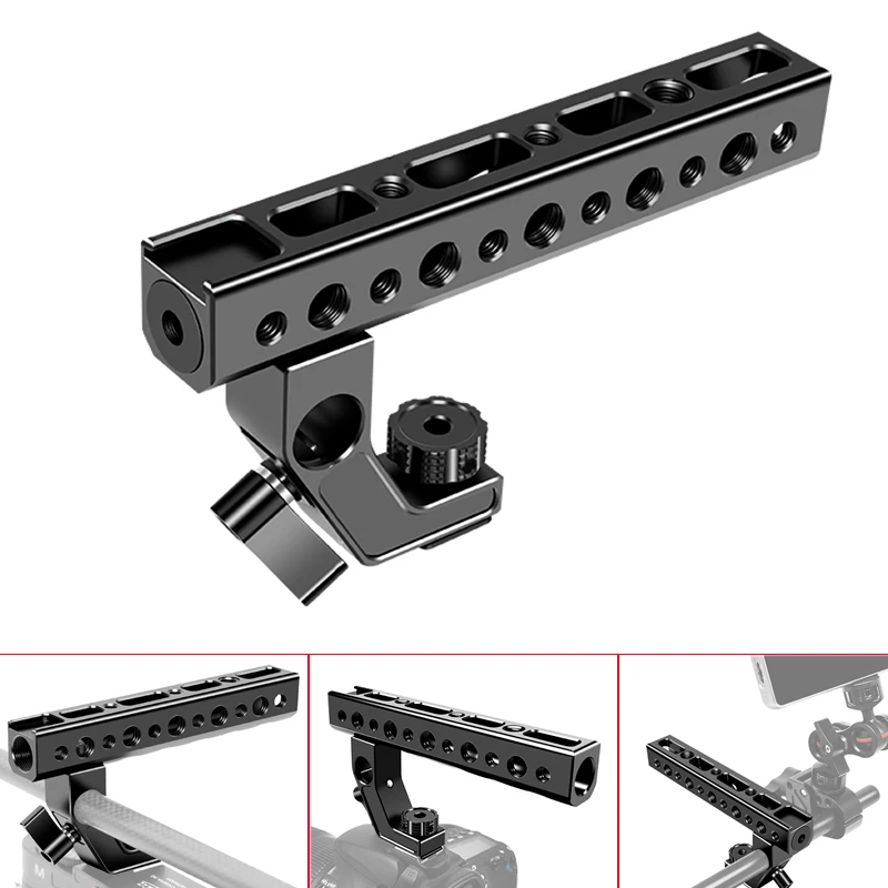 

Универсальная ручка для камеры для холодного башмака из алюминиевого сплава, верхняя рукоятка для SLR 1/4 дюйма и 3/8 дюйма, удлинительные отверстия для крепления адаптера светодиодный микрофонов/мониторов